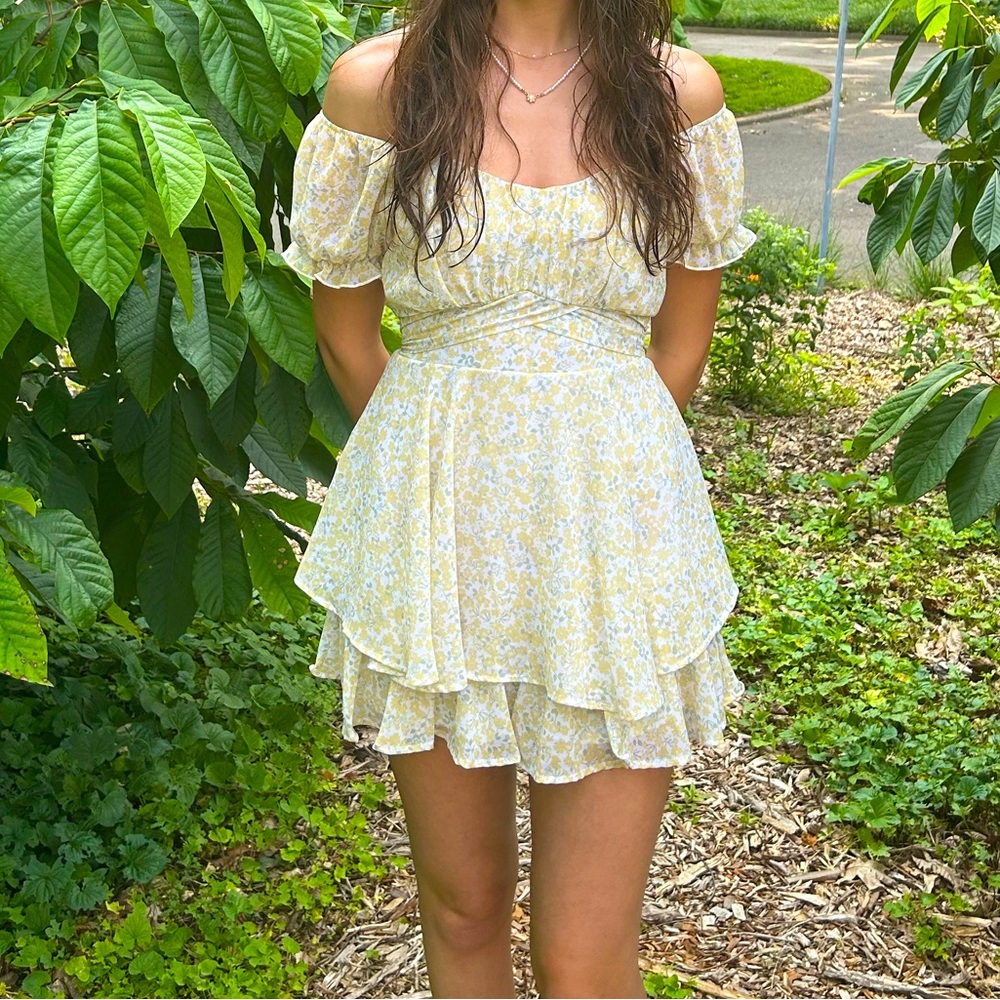 Alrard state yellow floral mini dress